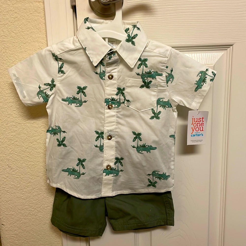 Baby boy button up and shorts